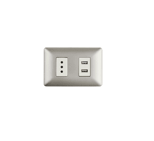 Tomacorriente Simple Con Doble USB Sec 10a 250v Stanford Champagne