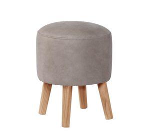 Pouf Nantes  Cuero Kentucky Gris