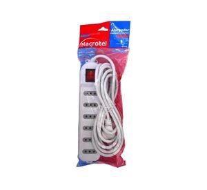 Zapatilla Alargador 3mt 6 Entradas Blanco Macrotel