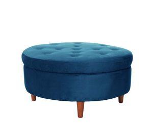 Pouf Paris  Tela Velvet Azul Petroleo