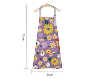 Delantal Cocina Impermeable Flores Ajustable Bolsillo