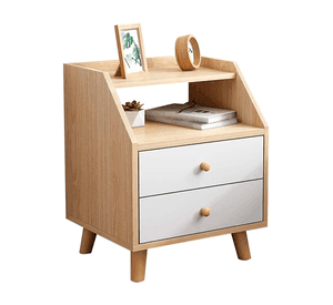 Velador para Dormitorio Doble Cajon Con Repisa