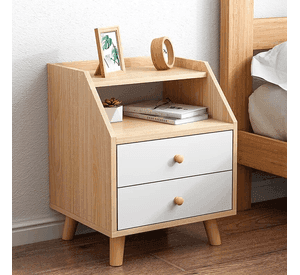 Velador para Dormitorio Doble Cajon Con Repisa