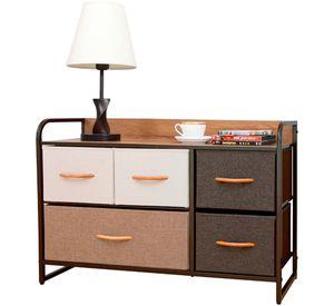 Cajonera Comoda 5 Cajones Carry All Rack Metal Madera Tela Premium