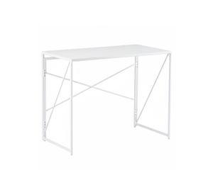 Mesa Escritorio Plegable de Metal y Madera Blanco 100x50x75 cm