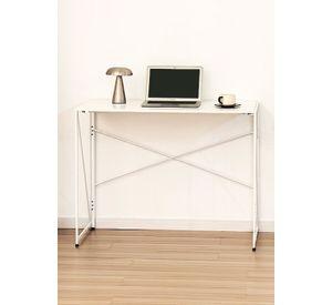 Mesa Escritorio Plegable de Metal y Madera Blanco 100x50x75 cm