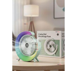 Mini Ventilador Portátil De Mesa Con Luz Led Recargable USB Verde Agua