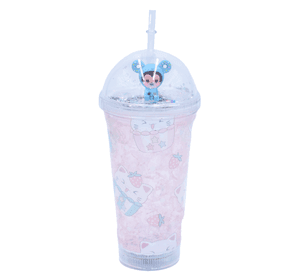 Vaso Monito Celeste con Luz Multicolor Diseño Rosa Claro Gato Kawaii