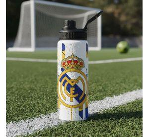 BOTELLA ESTAMPADA DEL REAL MADRID FUTBOL ESPA A REGALO 850ML