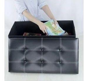 Pouf Baúl Ecocuero Organizador Banqueta Plegable