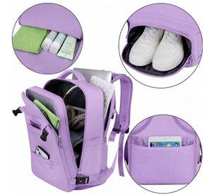 Mochila De Viaje Laptop Compartimento Zapatos Impermeable Morado