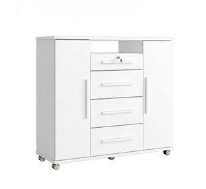 Cómoda Zapatero Multifuncional Con 4 Cajones y 2 Puertas Blanca