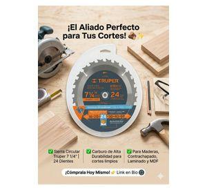 Disco Sierra Circular 7 1/4 Pulgadas 24 Dientes Truper