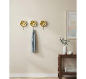 Set 3 Perchero Pared Adorno Decorativo Diseño Floral Jhn