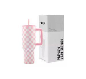 Vaso térmico mug, 1200 lt, acero inoxidable, jaque mate rosa