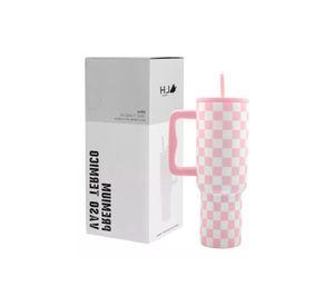 Vaso térmico mug, 1200 lt, acero inoxidable, jaque mate rosa