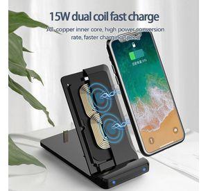 Cargador Inalambrico Plegable Movil Telefono 2 en 1 15W Lau