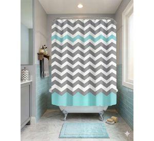 CORTINA DE BAÑO DE TELA IMPERMEABLE MAS FORRO CON DISEÑO DE RAYAS