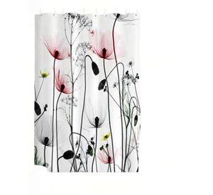 CORTINA DE BAÑO DE TELA IMPERMEABLE MAS FORRO CON DISEÑO FLOREADO F4