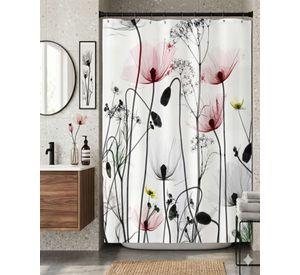 CORTINA DE BAÑO DE TELA IMPERMEABLE MAS FORRO CON DISEÑO FLOREADO F4