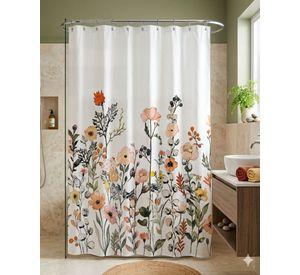 CORTINA PARA BAÑO IMPERMEABLE MAS FORRO CON DISEÑO FLOREADO 3