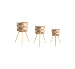 Set De 3 Maceteros Tejidos A Mano Jardín Decoración Jhn