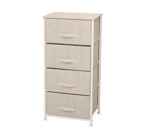 Cajonera Comoda 4 Cajones Estructura Metalica Liviana Beige