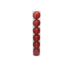 Set de 6 esferas navideñas 10 cms color rojo escarchadas