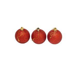 Set de 6 esferas navideñas 10 cms color rojo escarchadas