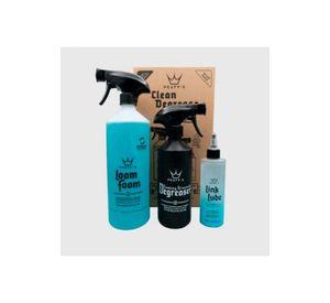 Kit Limpieza Bicicleta Espuma de Lavado, Desengrasante y Lubricante Cadena Peaty's
