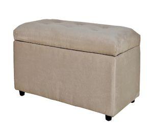 Banqueta Baul Felpa Beige   100x50x45 cm