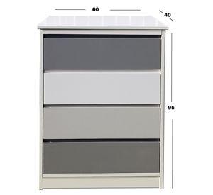 Cajonera 4 Cajones Grafito Gris Blanco