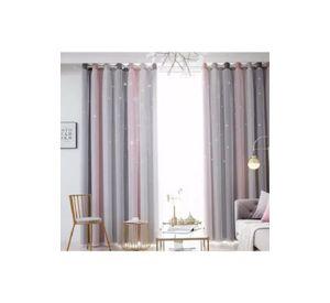 Cortina Blackout 2 Paños 132x210 cm Rosa y Gris