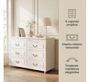 Comoda Cajonera Gabriela Elegante Estilo France 120*40*78cm Blanco