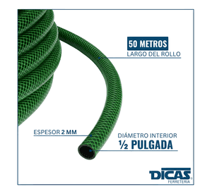 Manguera jardin con malla 1/2 pulgada 50 metros