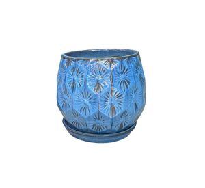 Maceta Patelle 26 Azul Egeo con plato