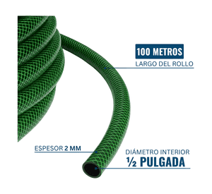 Manguera reforzada 1/2 pulgada rollo 100 metros
