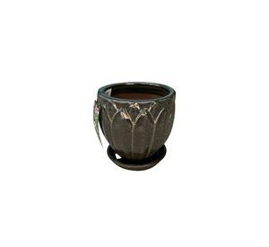 Maceta Forest 22 Verde Musgo con plato