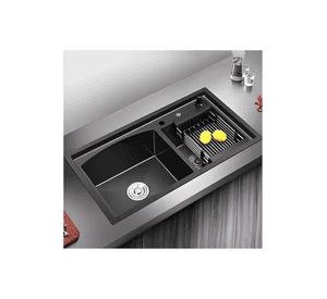 Lavaplatos 68x45cm De Acero Con Llave Dual Full Accesorios Negro