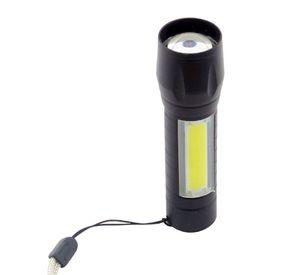 SET X 2 LINTERNA 1 LED+1 LED COB MINI TACTICA METAL CON ZOOM RECARGABLE
