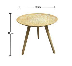 Mesa Lateral Dorada Mesa De Centro Decoracion Mandala B 40cm