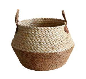 Canasto Macetero Yute Cesta Tejido Beige Hogar 30x29cm