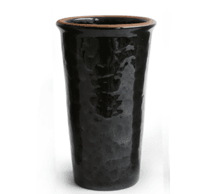 Florero Ceramico Centro de Mesa, Cilindrico 20cm Negro Brillante