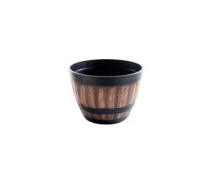 2 Maceteros Barril Simulación Madera 4L con Agujero 22.8x17cm