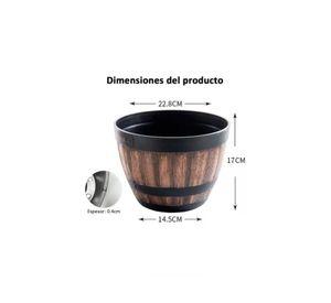2 Maceteros Barril Simulación Madera 4L con Agujero 22.8x17cm