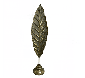 Escultura Hoja Pluma Metal Minimalista Moderno 84cm Jhn