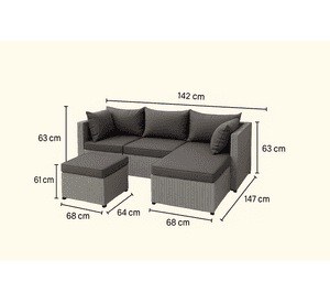 Juego De Jardin Terraza Sofa De 2 Piezas Comodo Y Resistente Gris