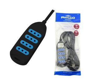 Alargador Extension 5Mts 4 Entradas Negro Philco