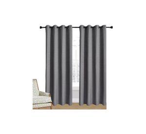 Cortina Lino Con Blackout Engomado Térmica 140x220 Gris Oscuro