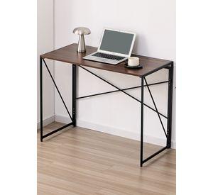Mesa Escritorio Plegable de Metal y Madera Nogal 100x50x75 cm